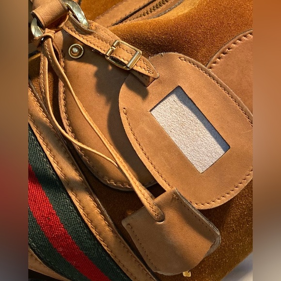 EXTREMELY RARE Gucci Vintage Suede Web Duffel 1970s Amazing Vintage Condition - Picture 9 of 13